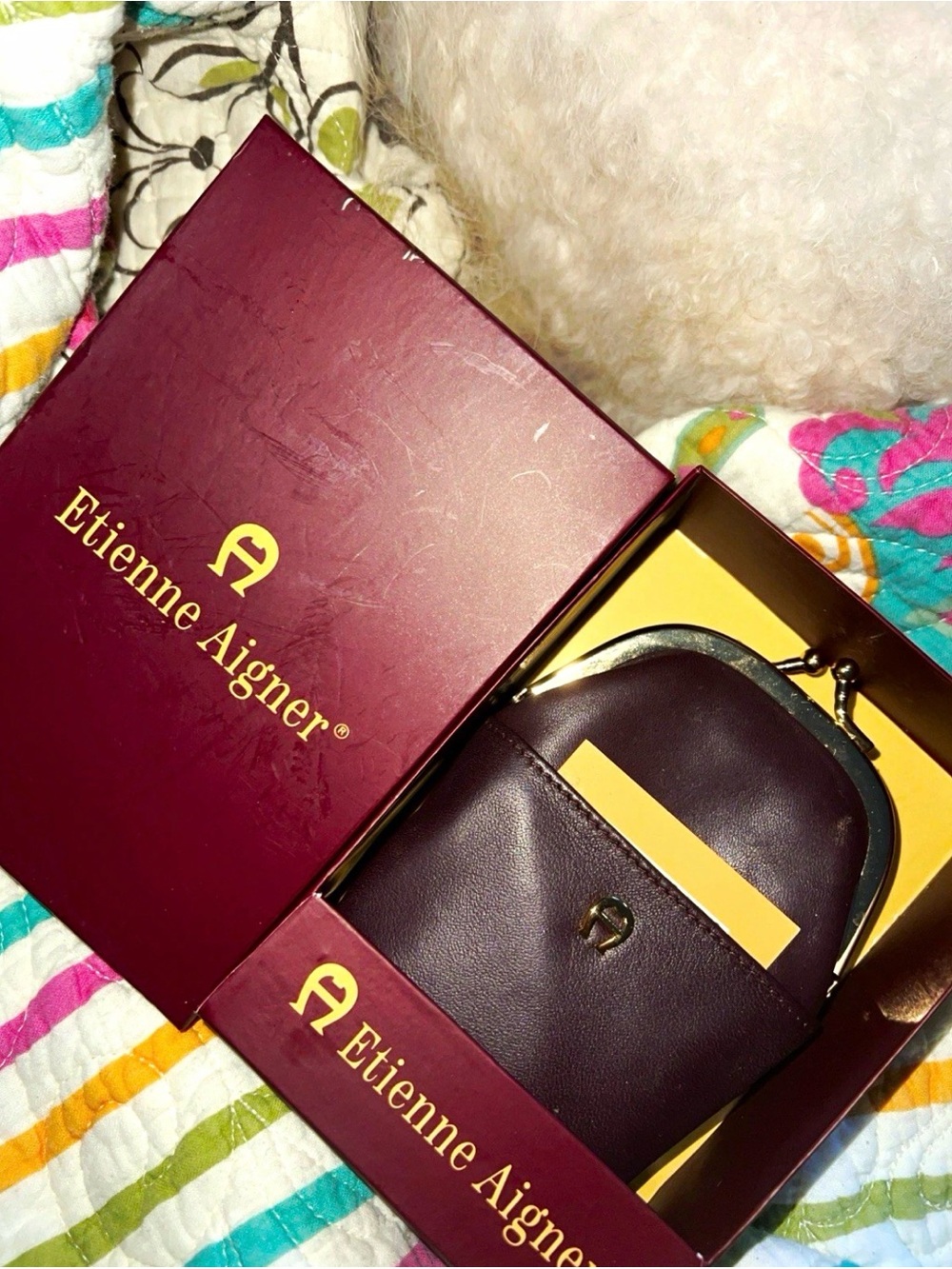 RARE Vintage Etienne Aigner Burgundy Leather Cigarette Case w/ Box & Tags - Picture 1 of 7